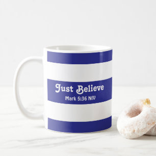 Taza De Café Lindo Solo Cree Rayas Azules y Blancas Nombre