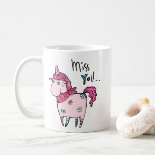 Taza De Café lindo te extraño unicornio amor corazón día de San