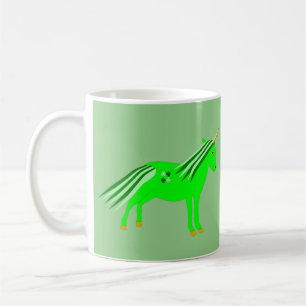 Taza De Café Lindo Unicornio Irlandés Verde y Dorado