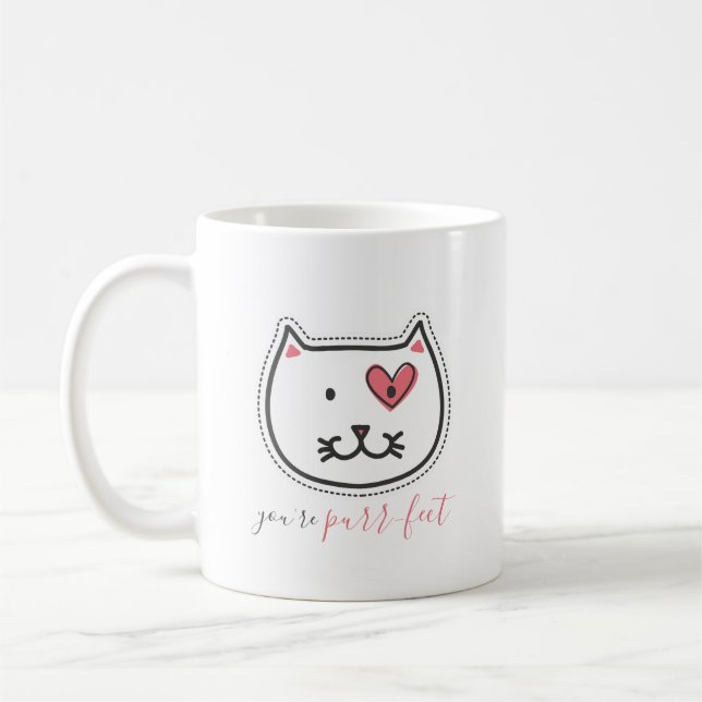 Taza De Café Lindo usted es el día de San Valentín del gato del (Izquierda)