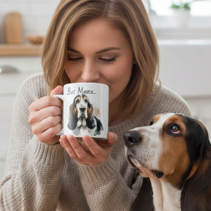 Taza De Café Lindos Browns/ Basset Hound Negro Personaliza