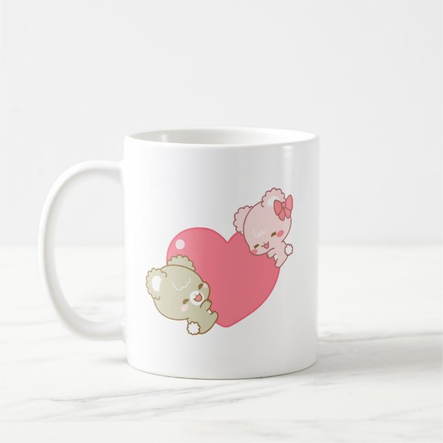 Taza De Café lindos cachorros de azúcar abrazos amor (Izquierda)