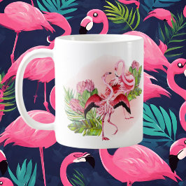 Taza De Café lindos flamencos rosados de playa añaden nombre Co