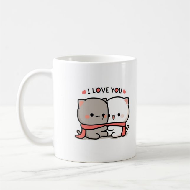 Taza De Café lindos gatos | Love Coffee Mug (Izquierda)