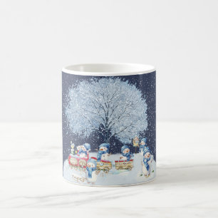 Taza De Café Lindos muñecos de nieve festivos en acuarela 
