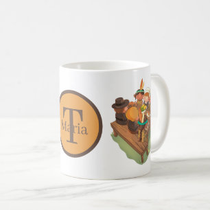 Taza De Café lindos Peregrinos de Acción de Gracias Monograma