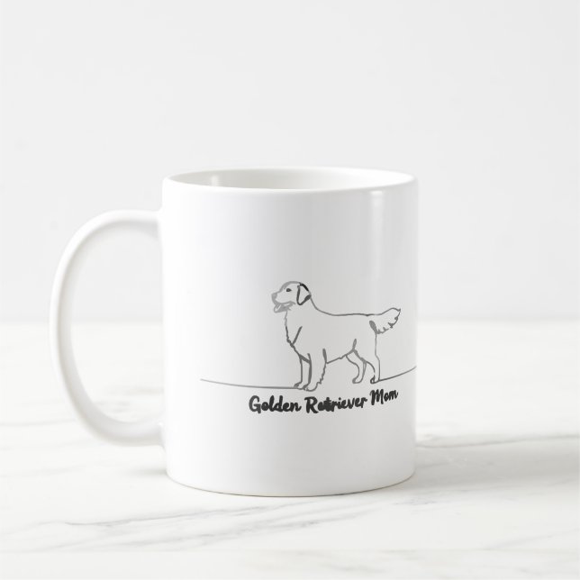 Taza De Café Line Art Golden Retriever Dog Mom Gig Mug (Izquierda)