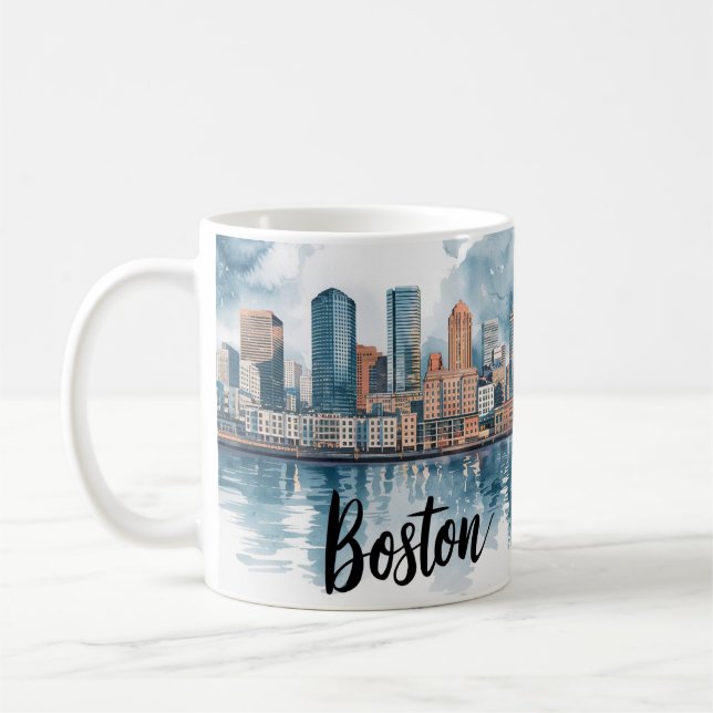Taza De Café Línea aérea de Boston City Skyline, Boston Mamá el (Izquierda)