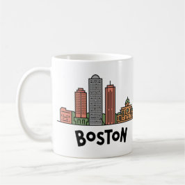 Taza De Café Línea aérea de Boston City Skyline, Boston Mamá el