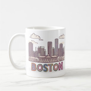 Taza De Café Línea aérea de Boston City Skyline, Boston Mamá el