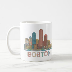 Taza De Café Línea aérea de Boston City Skyline, Boston Mamá el