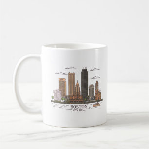 Taza De Café Línea aérea de Boston City Skyline, mamáes de Bost