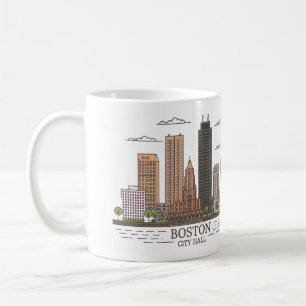 Taza De Café Línea aérea de Boston City Skyline, mamáes de Bost