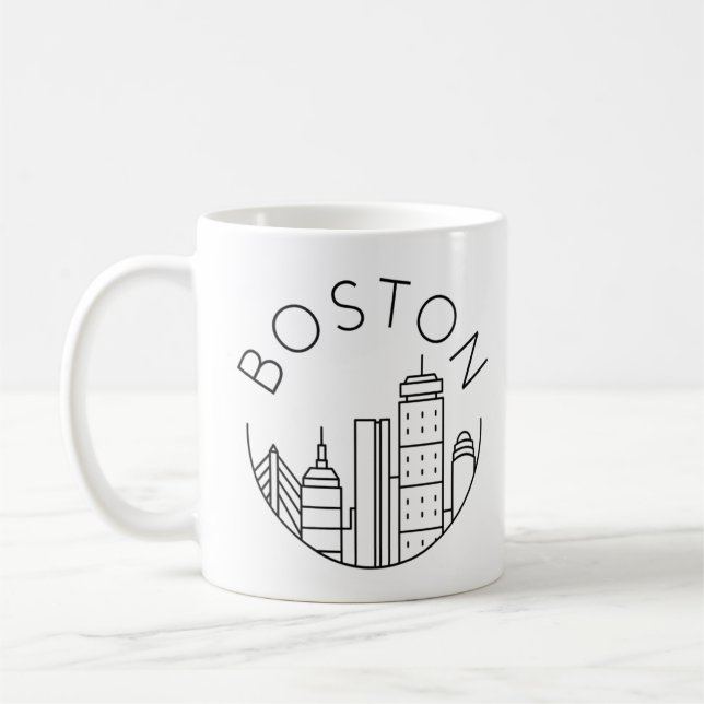 Taza De Café Línea aérea de Boston City Skyline, mamáes de Bost (Izquierda)