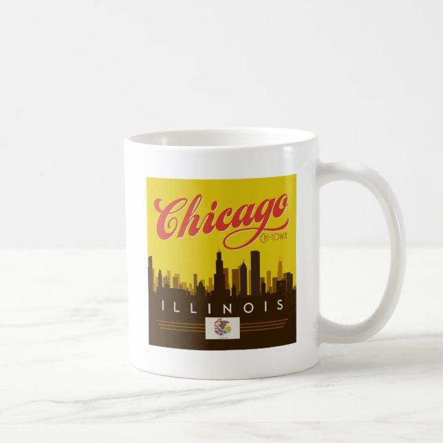Taza De Café Línea aérea de Chicago Illinois (Derecha)