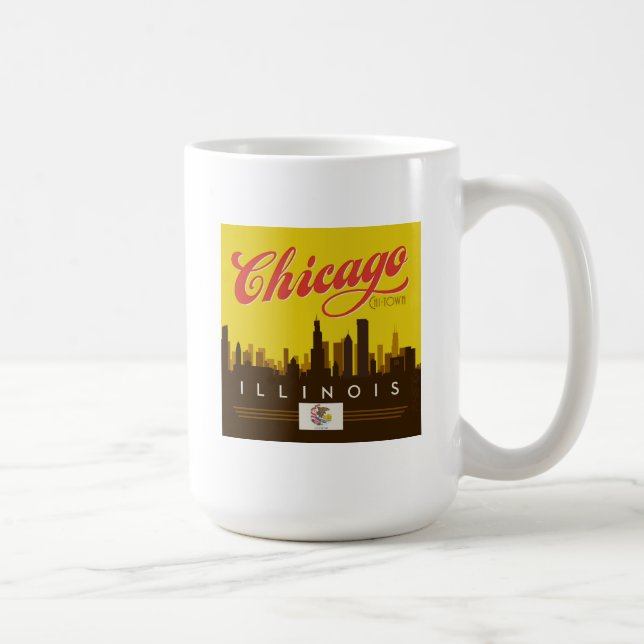 Taza De Café Línea aérea de Chicago Illinois (Derecha)
