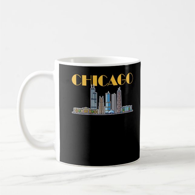 Taza De Café Línea aérea de Chicago Illinois City (Izquierda)