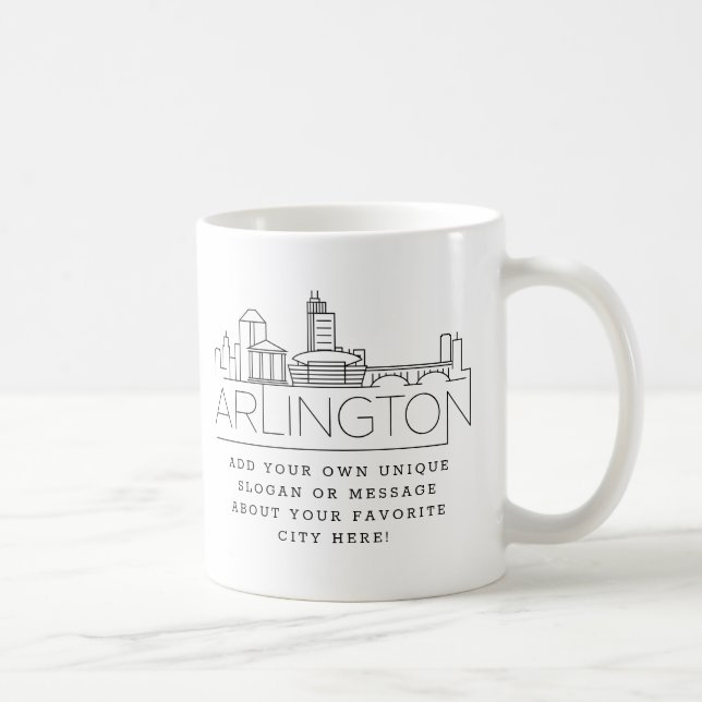 Taza De Café Línea aérea estilizada de Arlington | Lema Persona (Derecha)