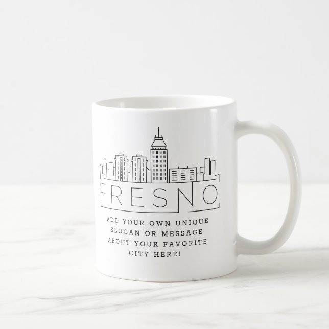 Taza De Café Línea aérea estilizada de Fresno | Personalizado S (Derecha)