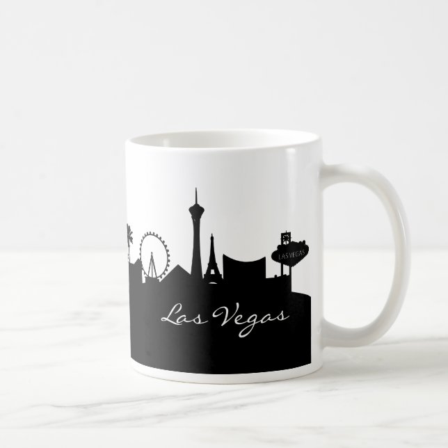 Taza De Café Línea aérea negra y blanca de Las Vegas (Derecha)
