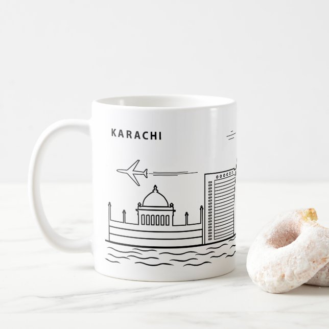 TAZA DE CAFÉ LÍNEA ARTE DE KARACHI (Con donut)