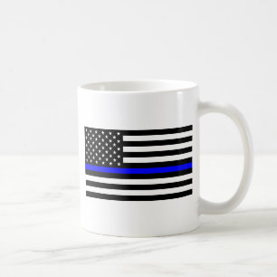 Taza De Café - Línea Azul delgada de la policía de bandera de