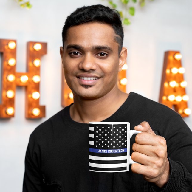 Taza De Café Línea Azul delgada - Personalizado personalizado d (Subido por el creador)