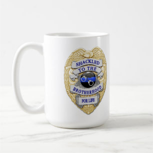 Taza De Café Línea Azul delgada - Shackled to Brotherhood Badge