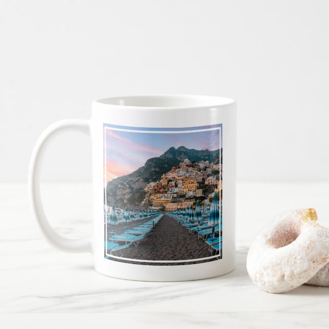 Taza De Café Línea costera | Campania, Italia (Con donut)