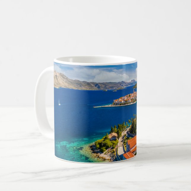 Taza De Café Línea costera | Ciudad de Korcula, isla de Korcula (Anverso izquierdo)