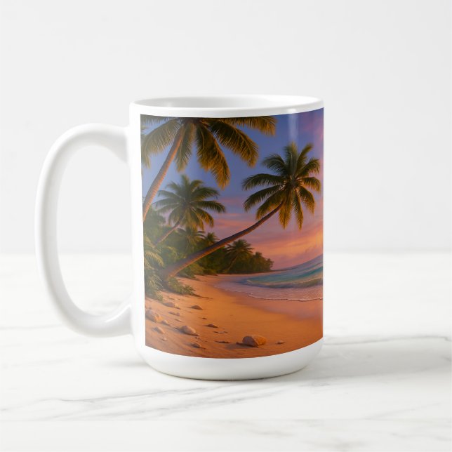 Taza De Café Línea costera del amanecer tropical (Izquierda)