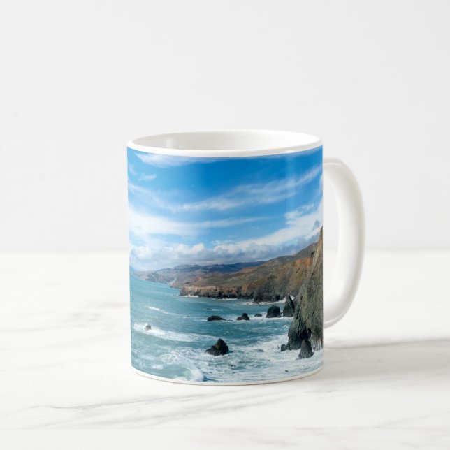 Taza De Café Línea costera | Marin Headlands, California (Anverso derecho)