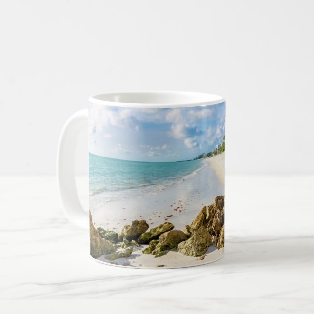Taza De Café Línea costera | Nápoles Pier, suroeste de Florida (Anverso izquierdo)