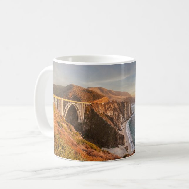 Taza De Café Línea costera | Puente Bixby, Gran Sur California (Anverso izquierdo)