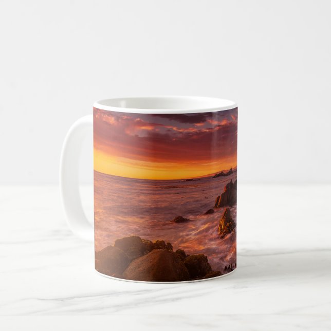 Taza De Café Línea costera | Sunset Pacific Grove Carmel Califo (Anverso izquierdo)