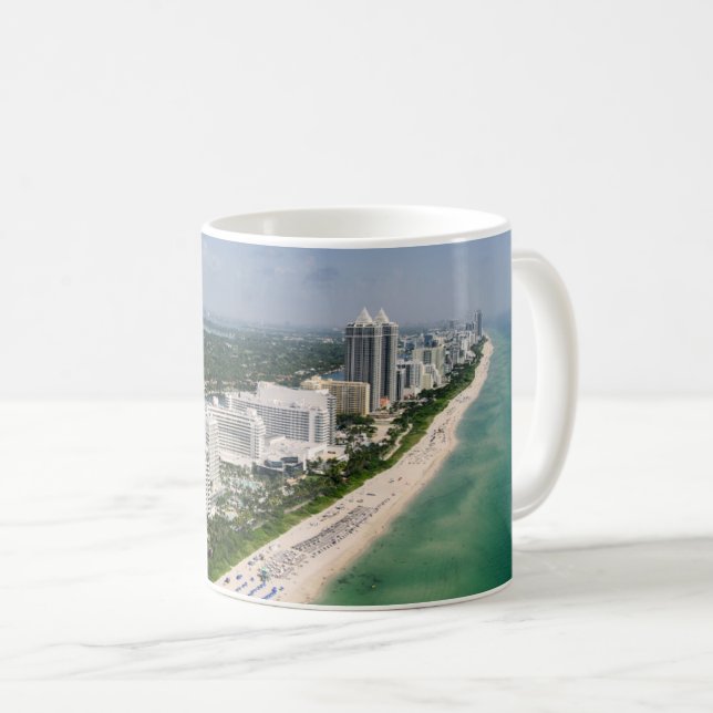 Taza De Café Línea costera | Urban Beach, Miami, Florida (Anverso derecho)
