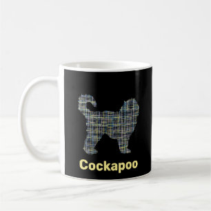 Taza De Café Línea Cuadrícula Amarilla y Negra de perro Cockapo
