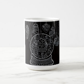 Taza De Café Línea de arte de Navidad con tinta blanca en globo