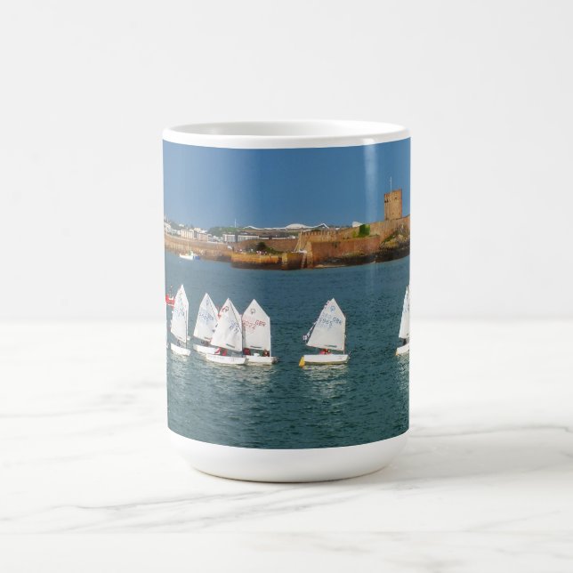 Taza De Café Línea de barcos optimistas (Centro)