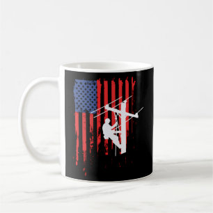 Taza De Café Línea de cable de bandera de Estados Unidos