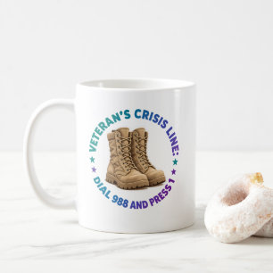 TAZA DE CAFÉ LÍNEA DE CRISIS PARA VETERANOS MARCA 988 Y PRESION
