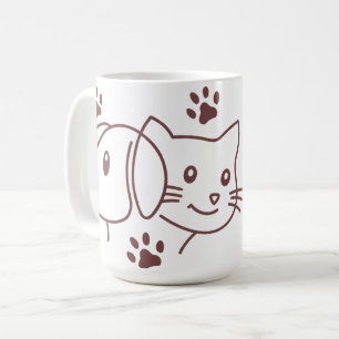 Taza De Café Línea de gato y perro lindo 