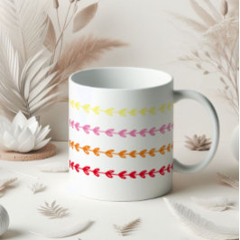 Taza De Café Línea de Hojas Adorables Personalizable