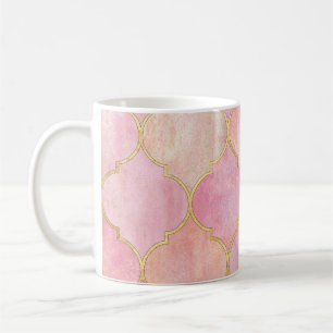 Taza De Café Línea de oro marroquí: acuarela rosa