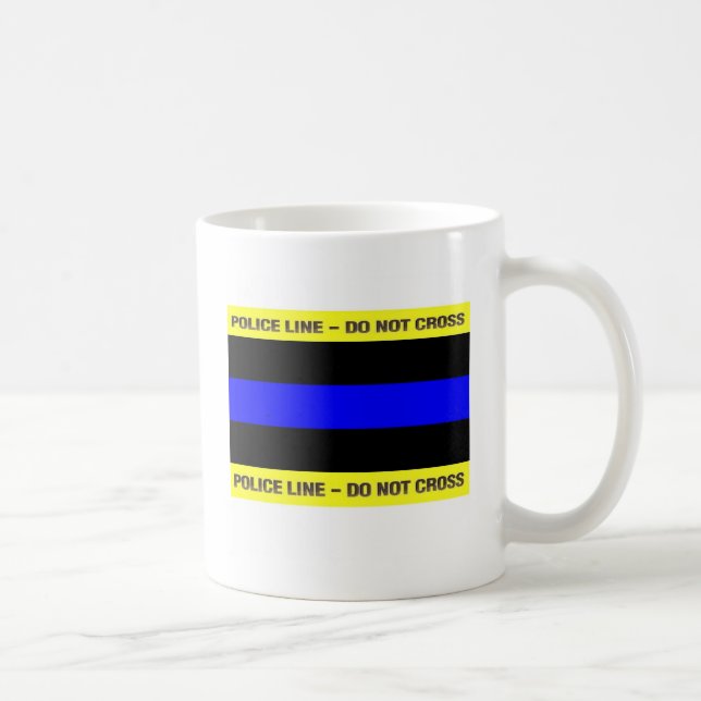 Taza De Café Línea de policía azul fina (Derecha)