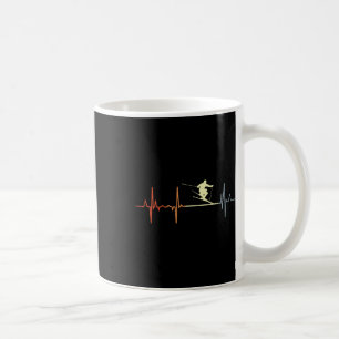 Taza De Café Línea de Pulso de Esquí Línea del Corazón de Esquí