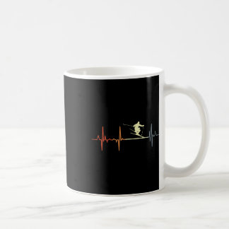 Taza De Café Línea de Pulso de Esquí Línea del Corazón de Esquí