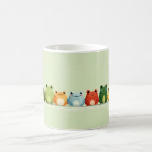 Taza De Café Línea de ranas lindas: arte de animal kawaii color