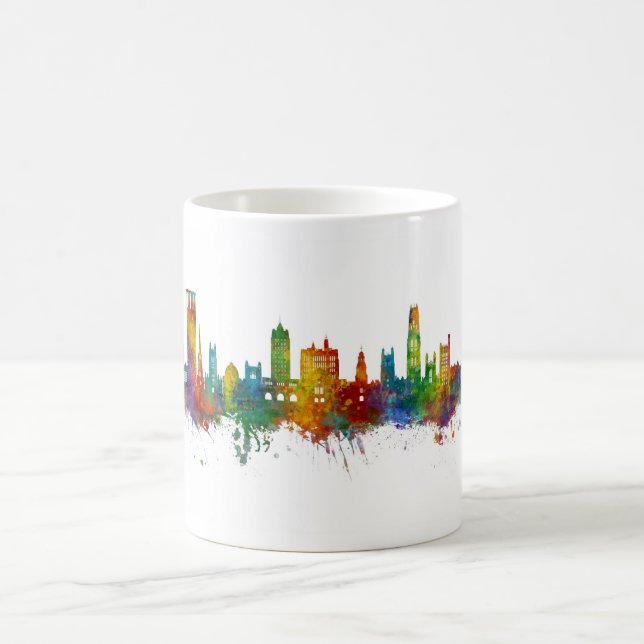 Taza De Café Línea de Skyline de New Haven Connecticut (Centro)