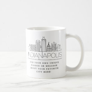 Taza De Café Línea de Skyline Estilizada de Indianápolis   Le